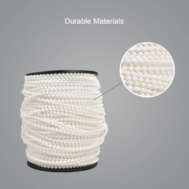 HASAYAKI Curtain Beaded Chain Cord, 100m / 109yd / 328ft Beaded Pull Strings with 20 Connectors, Repair for Roller Blinds Shades - White