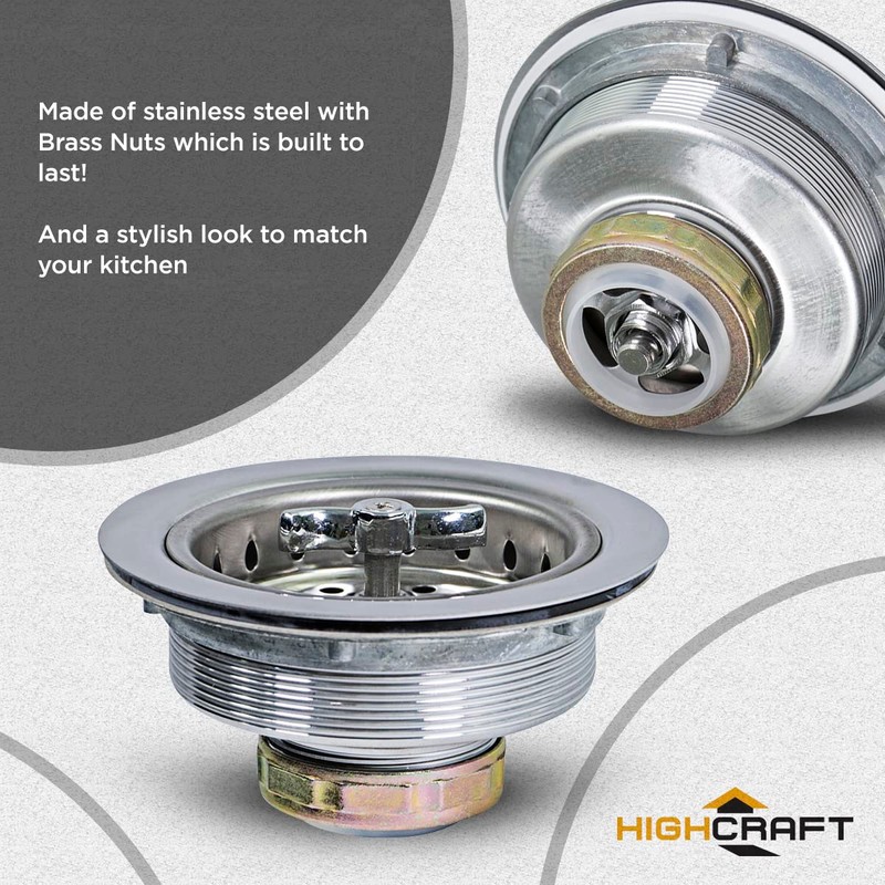 Highcraft 9763 Kitchen Sink (3-1/2 Inch) Stainless Steel Drain Assembly