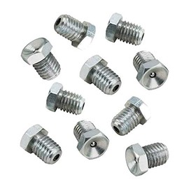 Low Profile Grease Zerks, 10 Pack - Ideal for Spindles, Areas Needing Extra Clearance - Zinc Coated Steel Body, Stainless Steel Ball, 5/16" Hex Head with 1/4-28 UNF Thread