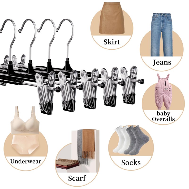 Pants Hangers with Clips 20 Pack Non-Slip Shorts Hangers 12