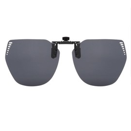Long Keeper Sunglasses Attachment Glasses Sunglasses Clip Polarised for Men Women Rimless Polygon Sunglasses Clip On for Glasses 60 mm, black