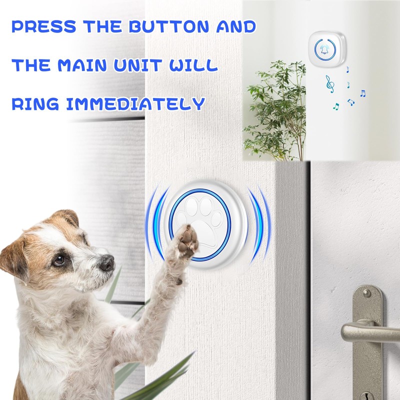 Pets Wireless Training Bells, 1 Receiver, 2 Transmitters, White, Wireless