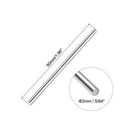 sourcing map 2mm x 50mm 304 Stainless Steel Solid Round Rod for Drift Punches DIY Craft Model Plane Model Ship Model Cars - 10pcs