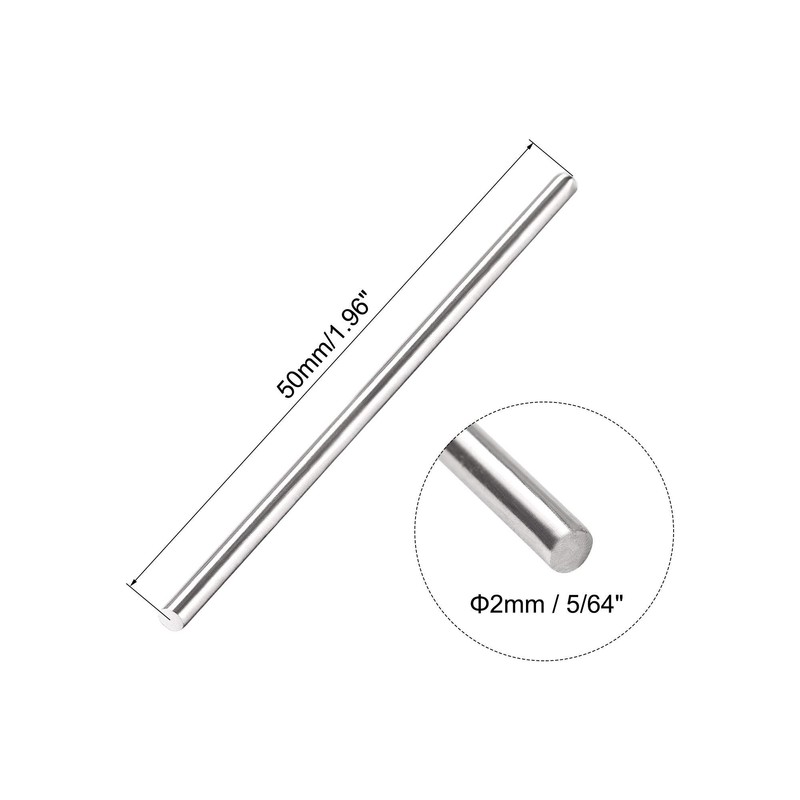sourcing map 2mm x 50mm 304 Stainless Steel Solid Round