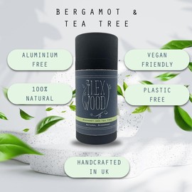 The Ilex Wood - Bergamot and Tea Tree Natural Deodorant - 2.4 fl oz. Natural Deo in Recyclable Cardboard Tube, Vegan, no Plastic, no Alcohol, no Toxins, no Aluminium Salts & Cruelty Free for Women & Men.
