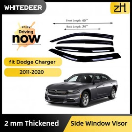 Fits Dodge Charger 2011-2020 Acrylic Safe Smoke Window Visor Set - Sun, Rain, and Vent Protection, 4-Piece Window Deflector Guard Kit