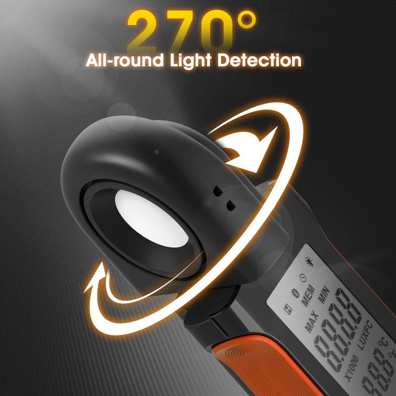 BTMETER Illuminance Light Meter w/Bluetooth - Digital Lumen Tester Measure