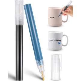 Gilprop 2 Pieces Underglaze Pen for Ceramics Writing Pen Underglaze Permanent Porcelain Colored Pen for Decorating Under Ceramic Pottery Bisque(Black, Blue)