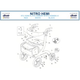 Replacement Parts for Drive Nitro Hemi Height Rollator, 10266-H (2. Handbrake - Left - Red)