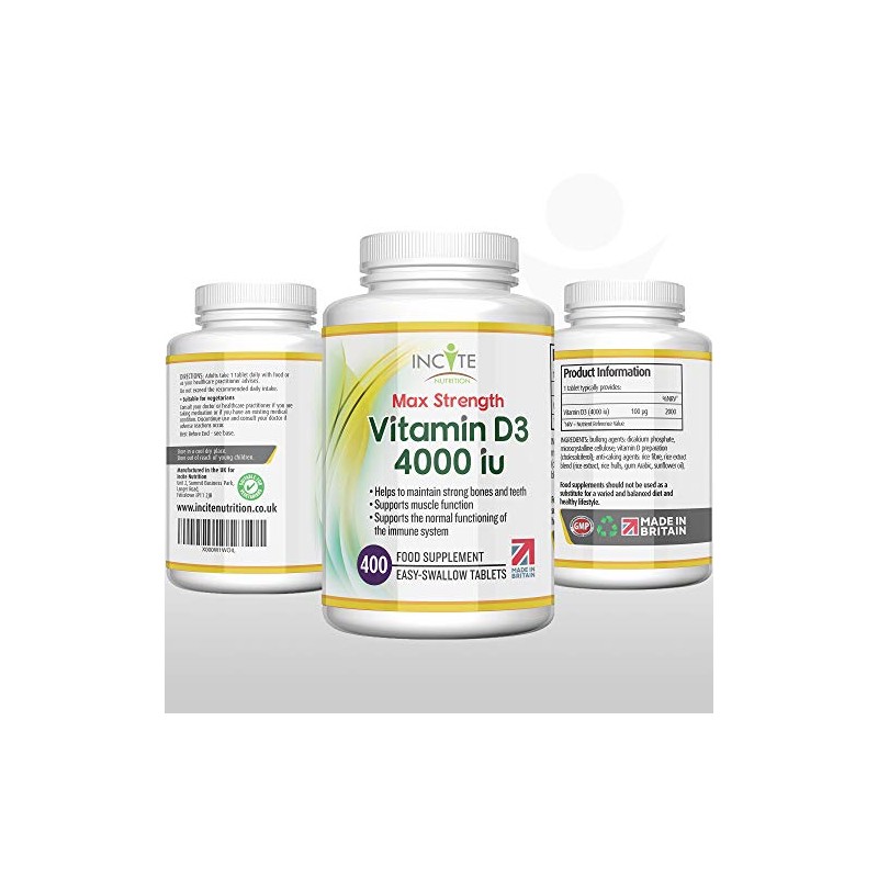 Vitamin D 4000iu - 400 Premium Vitamin D3 Easy-Swallow Micro