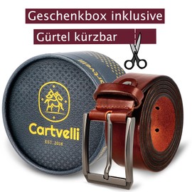Cartvelli Premium Men's Leather Belt Made in Germany with Gift Box - Genuine Leather Belt 40 mm, maroon