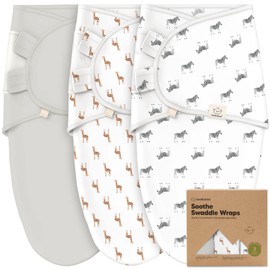 3-Pack Organic Baby Swaddle Sleep Sacks - Newborn Swaddle Sack, Ergonomic Baby Swaddles 0-3 Months, Swaddles for Newborns, Baby Sleep Sack, Baby Swaddle Blanket Wrap, Baby Essentials (The Wild)