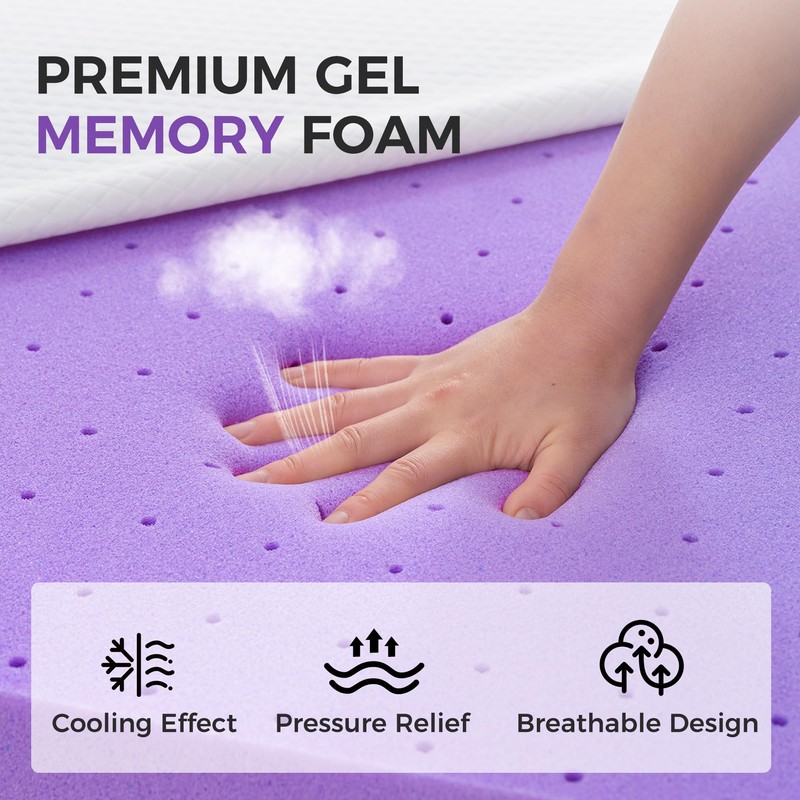 BDEUS King Size 2 Inch Gel Memory Foam Mattress Topper