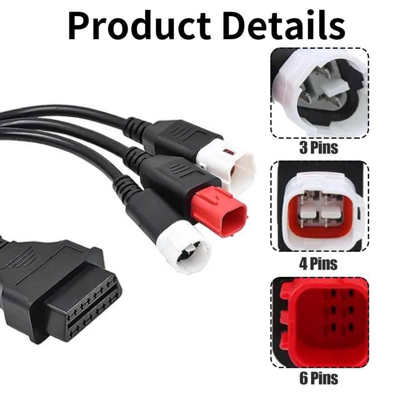 Buaak 3 4 6 Pin OBD2 Diagnostic Cable for Honda