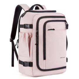LIGHT FLIGHT Travel Backpack, TSA Friendly Flight Approved Carry on Backpack Water-resistant Lightweight Business Large Weekender Bag Casual Daypack 17.3" Laptop Backpack for Men Women, Pink
