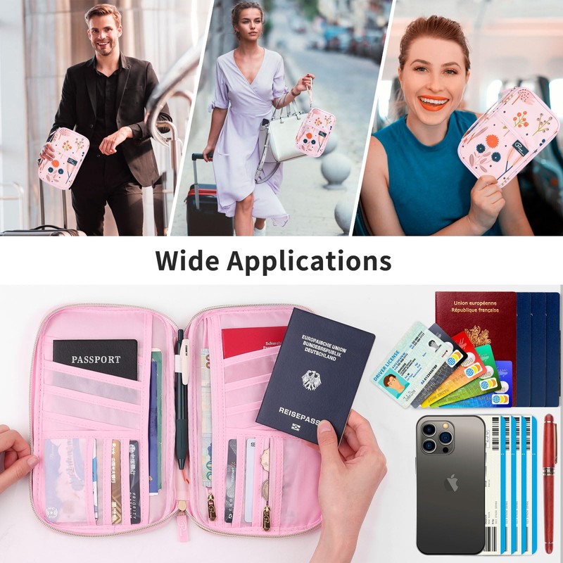 Dizdvizd Travel Passport Wallet, RFID Blocking Family Passport Holder Document