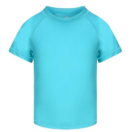 Csqtongan Boys' Swimming Shirt UV Shirt Swimming Top Swimming Shirt Kids Short Sleeves Rash Guard Swimwear Quick Dry T-Shirt, sky blue