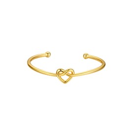 Bestyle Heart Bangle Loveknot Bracelet Women's Adjustable Open Mesh Bracelets Bracelet Accessory Gift for Women Mother Girls Silver Gold Black Rose Gold, Copper