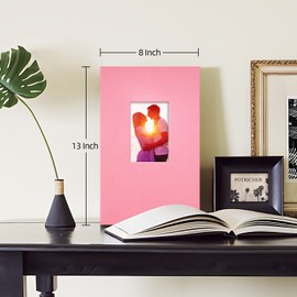 potricher Small Photo Album for 4x6 300 Photos Linen Cover Picture Book for Family Wedding Anniversary and Baby (Pink)