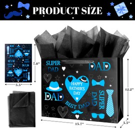 ysmile Extra Large Gift Bag with Wrapping Tissue for Father Day 15.7" - Best Dad
