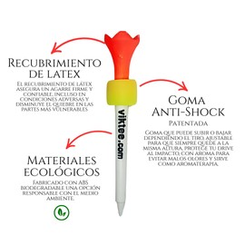 VIKTEE Tees de Golf (20 Piezas) | Goma Anti-Shock Ajustable (Patentada) | Incluye Sacadivot Exclusivo | Material Biodegradable + Aromatizado