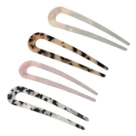 PACIOCEAN 4 Pieces U Shaped Hair Pin, Cellulose Acetate Tortoise Shell Fork,Updo Chignon Pin for Hairstyle Accessories,for Women Girls Hairstyle Accessories