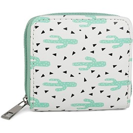 styleBREAKER Mini Purse with Cactus Pattern, wrap-Around Zip, Purse, Ladies 02040096, Colour:White-Mint Green