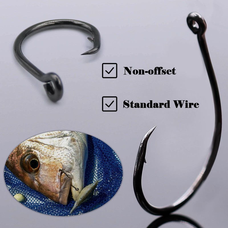 FishTrip Inline Circle Hooks Saltwater - Fishing Catfish Hooks 25pcs