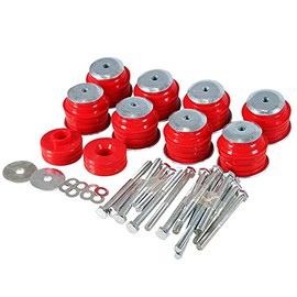 Body Mount Bushing Kit New Upgrade KF04060BK Compatible with Ford F250 F350 Super Duty 2008-2016 2WD 4WD Steel Sleeves & Hardware & Polyurethane Body Cab Mounts Red