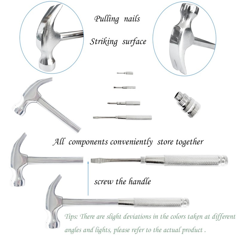 Small Hammer 6 in 1 Metal Hammer & Screwdriver, Multitool