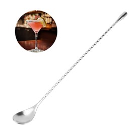 Mezcla de Acero Inoxidable, Cucharas Mezcladoras de Cóctel de Acero Inoxidable con Patrón en Espiral Cuchara Agitadora de Cóctel de Mango Largo para Barra