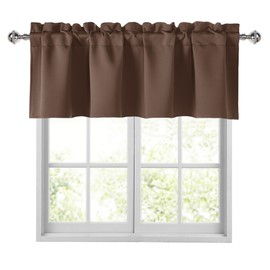 JIUZHEN Brown Valances for Windows Rod Pocket Room Darkening Small Window Curtains for Kitchen/Bathroom, 42" W x 18" L, 1 Panel
