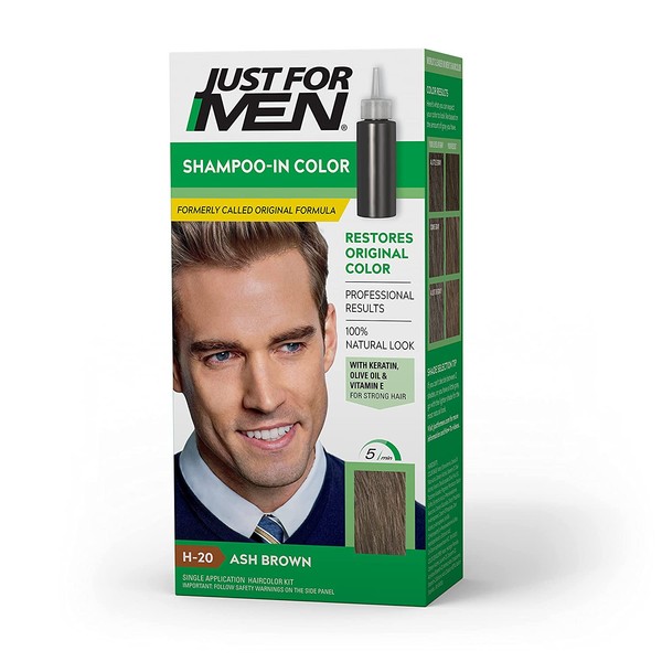Just for Men Just for Men Shampoo-in Color (formerly Original Formula), Gray Hair Coloring for Men - Ash Brown, H-20, 1 count
