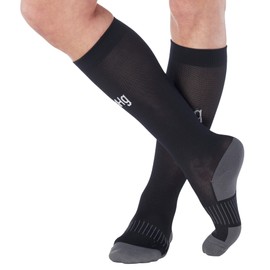 mmHg Made in USA - Circulating Compression Socks 20-30 mmHg for Women & Men - Knee Hi Support Hose for Nursing Sports Running Athletics Travel Flight Work - Black, Medium