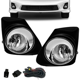 Nioboee Fog Lights Compatible With 2011 2012 2013 Corolla Front Bumper Lights with Bulbs Switch Wiring Kit (Chrome Ring)