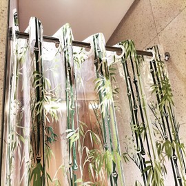 pocenla - Cortina de ducha transparente de 47 x 79 pulgadas con 12 ganchos para cortina de ducha de baño, 10 g (bambú transparente)
