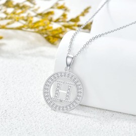 Molioaki Women's 925 Silver Necklace with Letter Pendant Letter Chain 45 + 5 cm Length Zircon Letter Alphabet Choker Chain Jewellery Gift for Women Valentine's Day Birthday, Cubic Zirconia