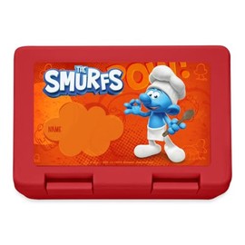 Spreadshirt The Smurfs Gift Personalisable Lunch Box Lunchbox, One Size, red