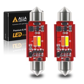 Alla Lighting Dual Color 6418 C5W LED Festoon Bulbs, White/Red Switchback 36MM CAN-bus License, Map, Dome, Door, Trunk, Stepwell Courtesy Lights