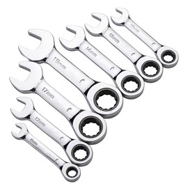 FLZOSPER 6mm Metric Stubby Box End Head Geared Wrench, 72-Tooth Ratcheting Combination Wrench Spanner