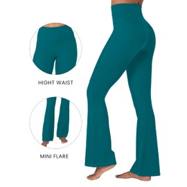 Sunzel Mini Flare Leggings for Women, High Waist Yoga Pants with Tummy Control, Casual Gym Workout Bootcut Leggings 32" Forest Green Small