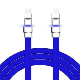 chubbycable Neon Chubby - Fast Charge Cable with Smart Light RGB Color Gradual Light Up LED USB Charging Cable, Dark Blue, Type-C to Type-C, 4.9 FT