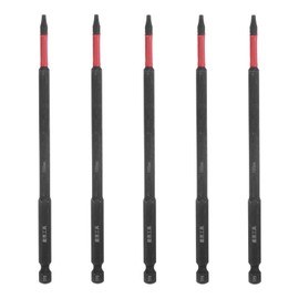 HARFINGTON 5pcs Impact Tough Torx Drill Bit T8 6" Length 1/4" Hex Shank S2 Steel Magnetic Insert Star 6 Point Head Screwdriver Bits