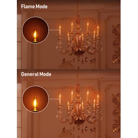 TORCHSTAR Flickering Candle Light Bulbs E12, LED Flame Bulb, 2 Modes Fire Flame Bulb, CA11 Candle Light Bulbs for Chandelier, UL & FCC Listed, 1800K Warm Yellow, Pack of 6