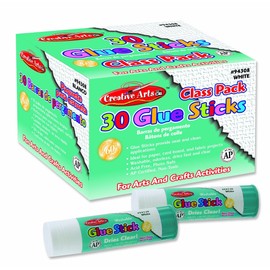 Charles Leonard Creative Arts Glue Sticks Class Pack, Washable, Non-Toxic, 0.28 Ounce, White, 30-Pack (94308)