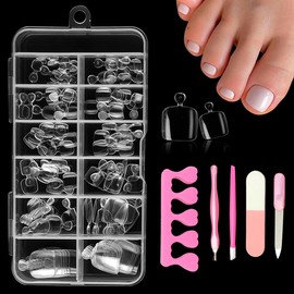 XFSRG 120 Stück Falsche Fußnägel Kit 11 Größen Natürliche Künstlich Zehennägel zum Aufkleben mit 5-teilig Nagelpflegewerkzeug Für DIY Nagelstudio (17)