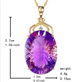 CTEW Purple Oval Cubic Zirconia Crystal Drop Pendant Necklace for Women 14K Gold Plated Crystal CZ Dainty Choker Necklace