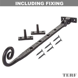 TERF®250mm Heavy Duty Antique Black Window Casement Stay Spoon Style 250mm (10'') Including Fixing Screw - Pack of 2