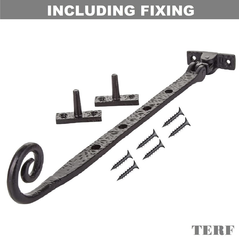 TERF®250mm Heavy Duty Antique Black Window Casement Stay Spoon Style