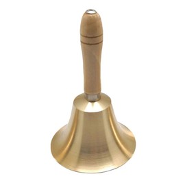 NUOBESTY Christmas Brass Hand Bell Handheld Jingle Bell Santa Claus Hand Bell with Wooden Handle for Christmas Party Wedding Decorations
